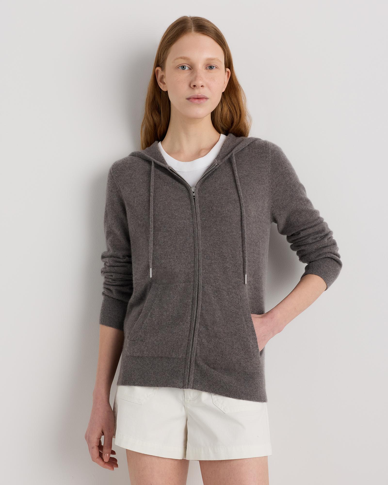 mongolian cashmere full-zip hoodie