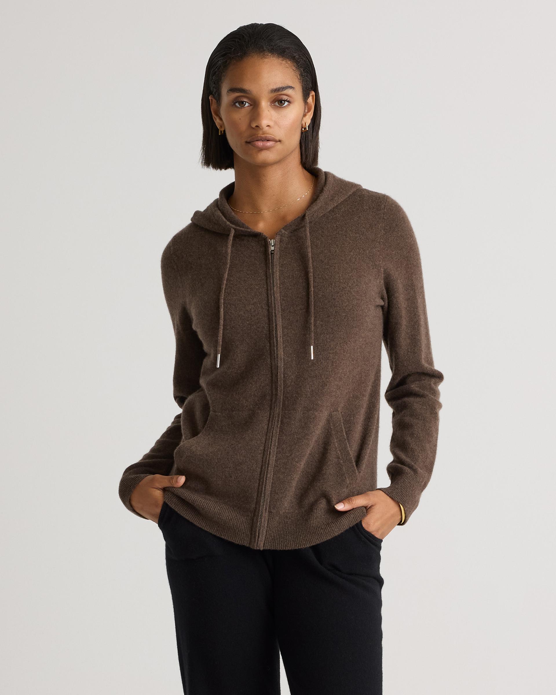 mongolian cashmere full-zip hoodie