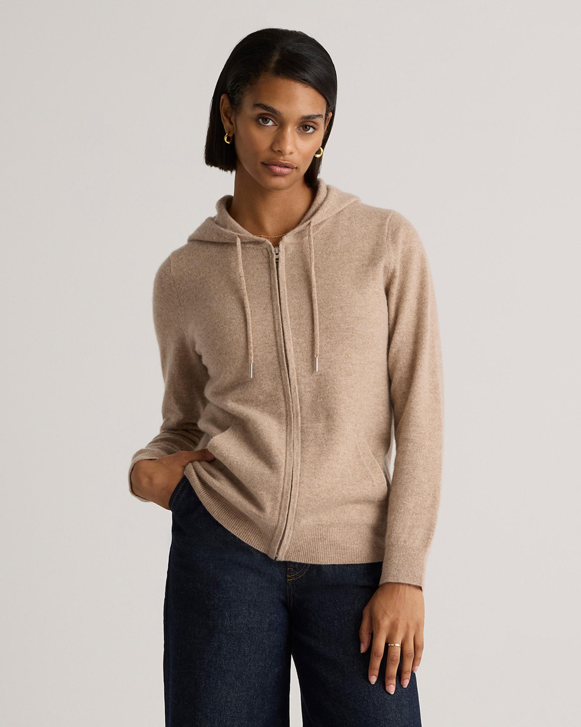 mongolian cashmere full-zip hoodie