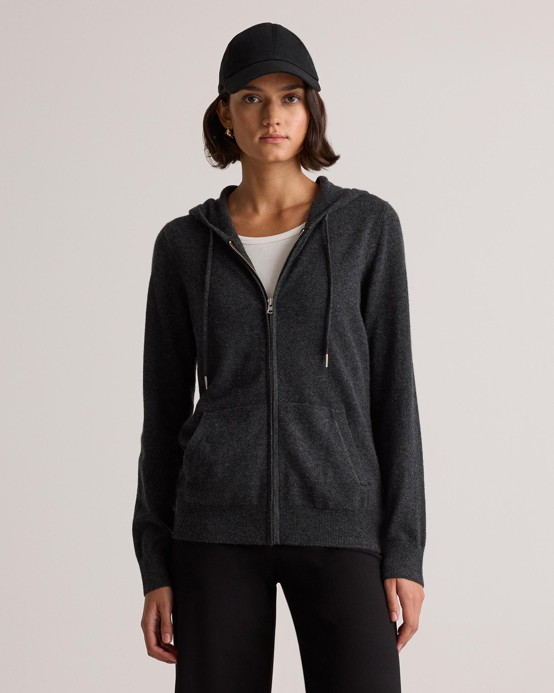 mongolian cashmere full-zip hoodie