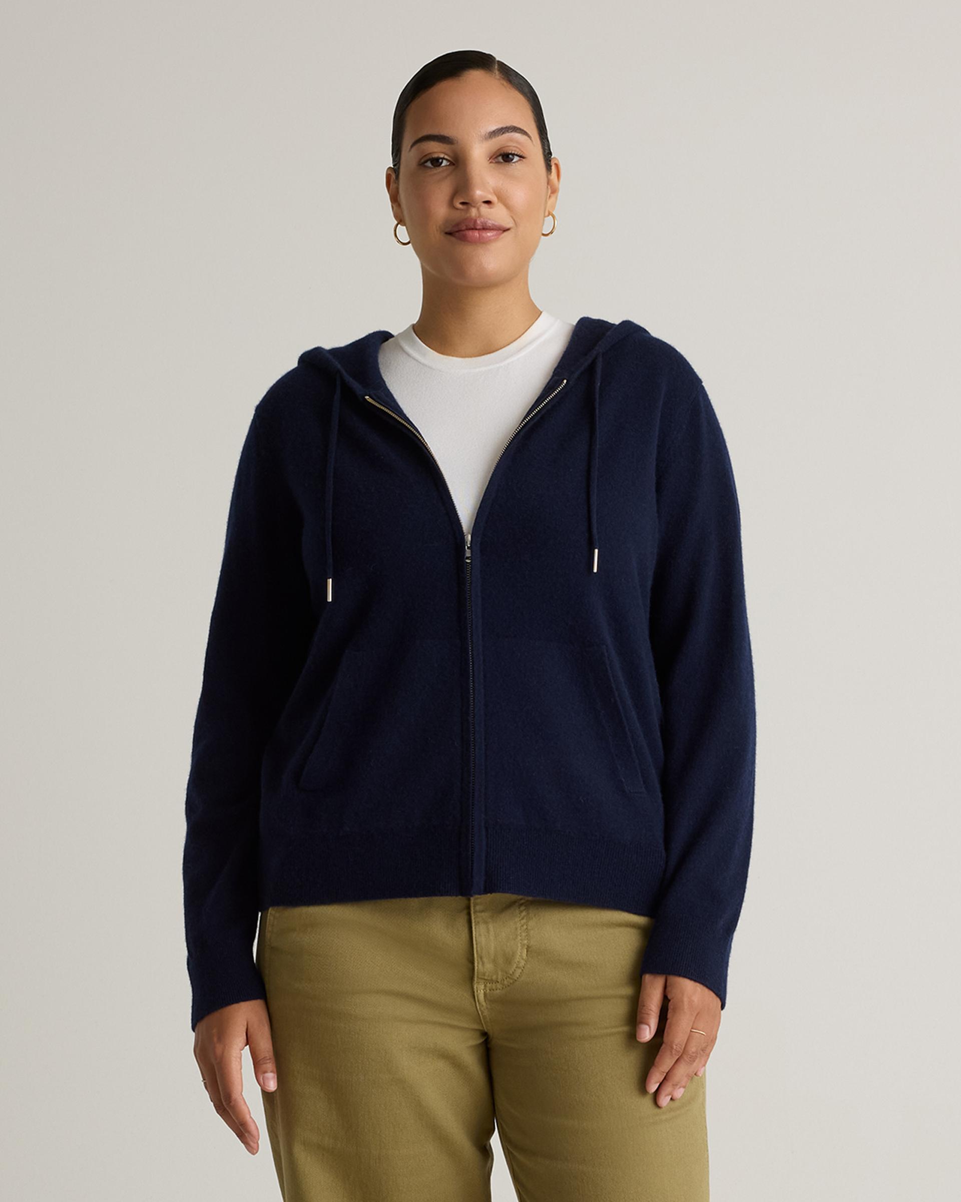 mongolian cashmere full-zip hoodie