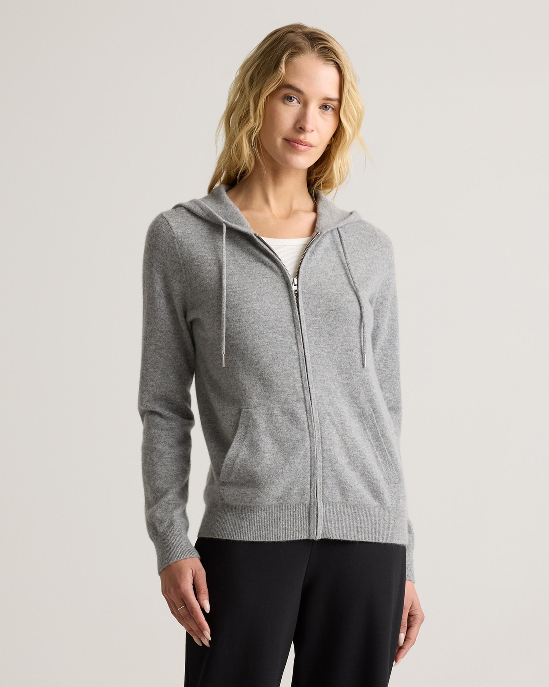 mongolian cashmere full-zip hoodie