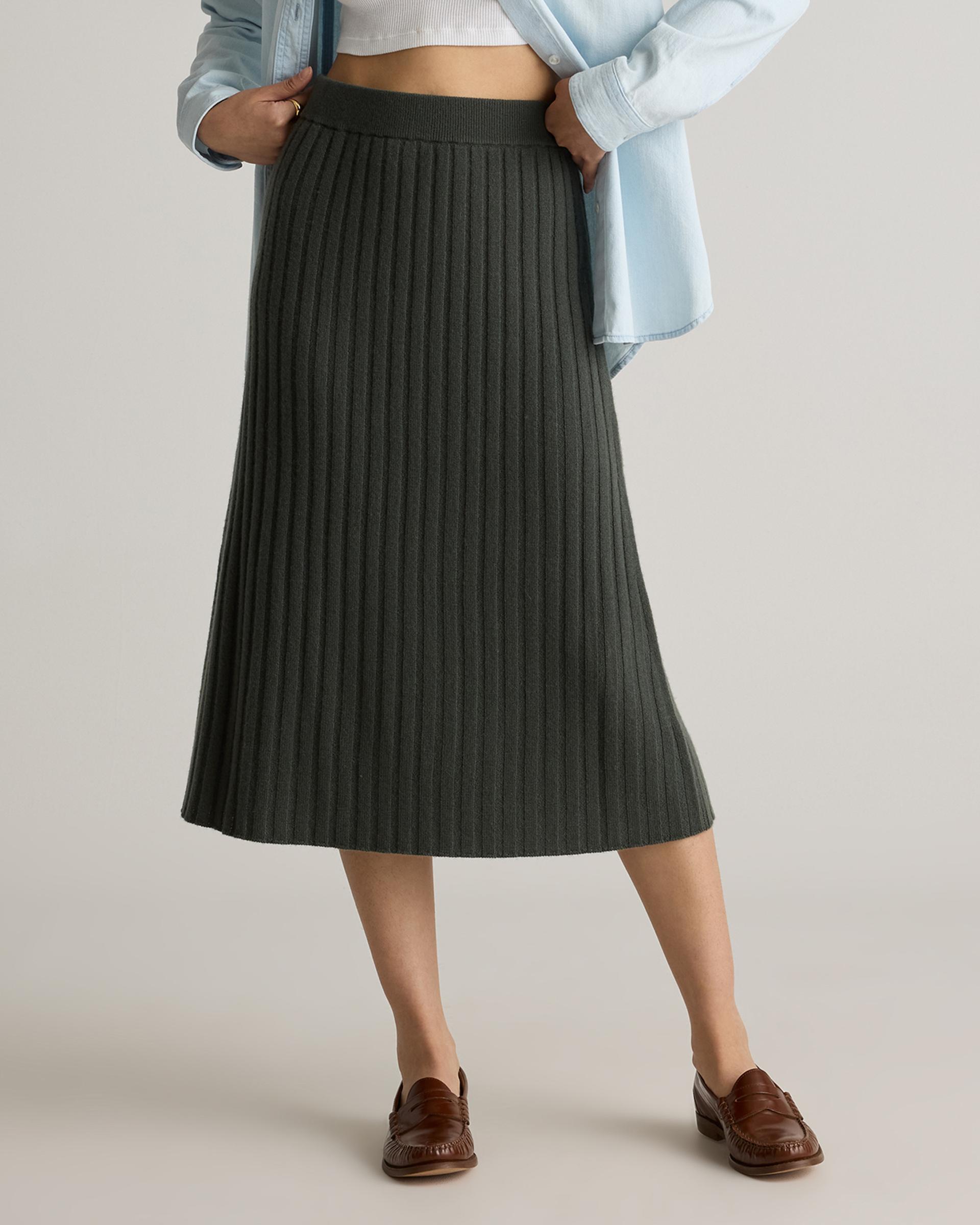 mongolian cashmere midi skirt