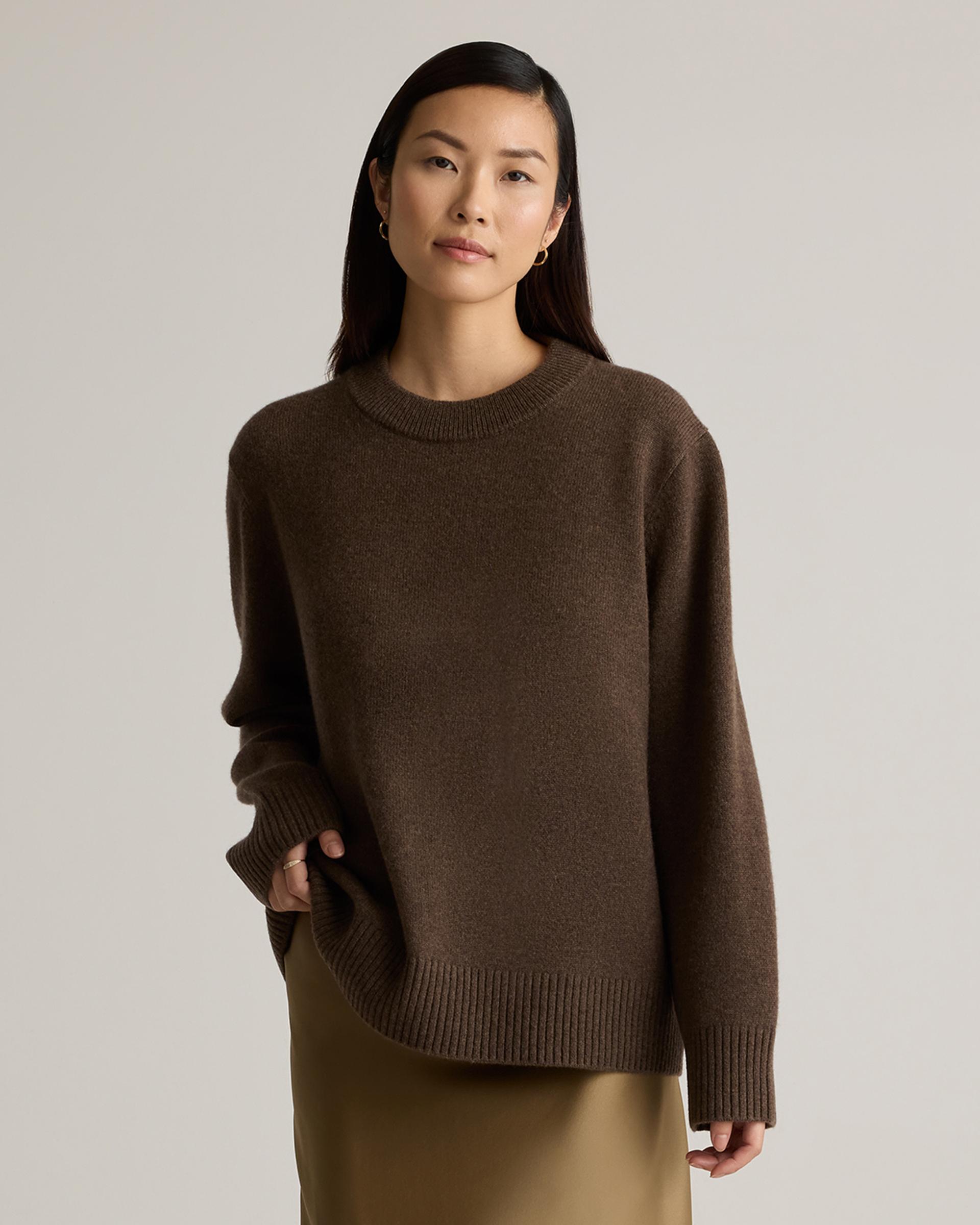 mongolian cashmere oversized crewneck sweater