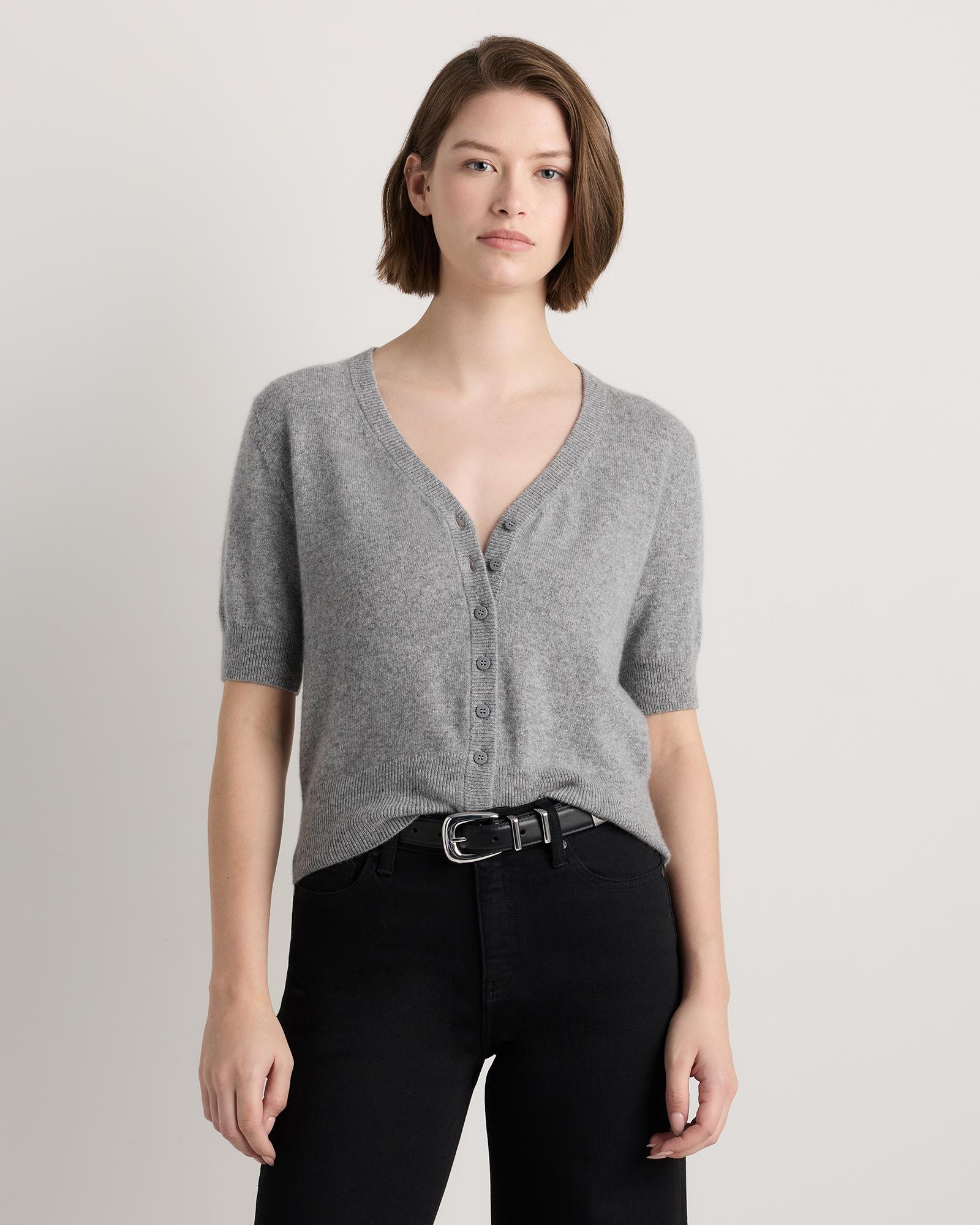 mongolian cashmere short sleeve cardigan