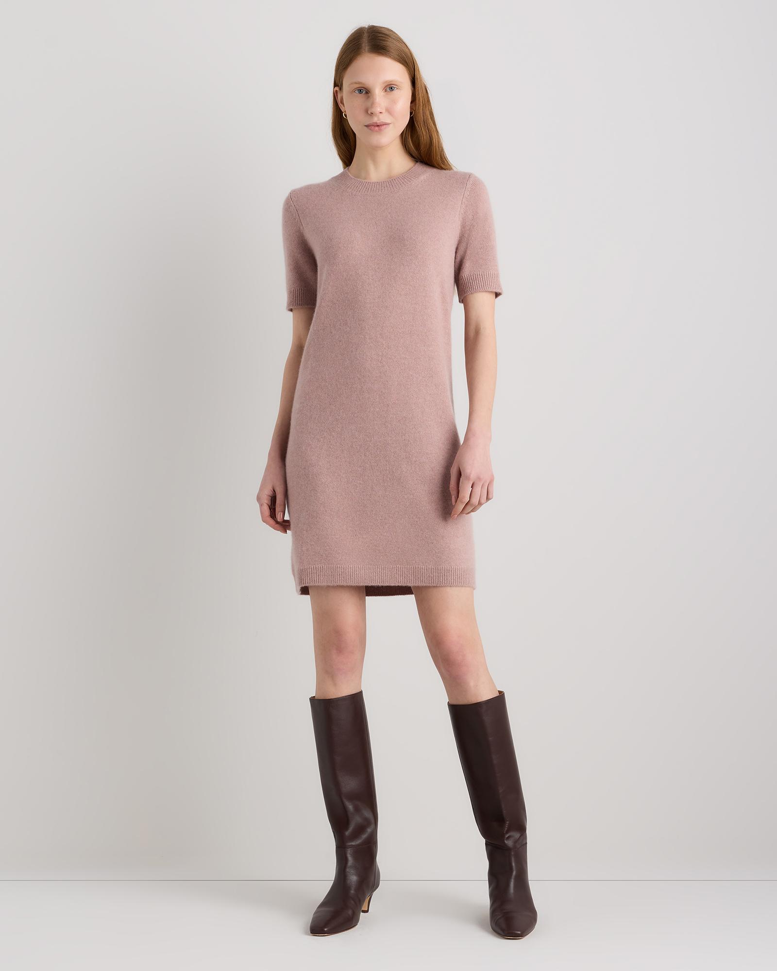 mongolian cashmere short sleeve mini dress
