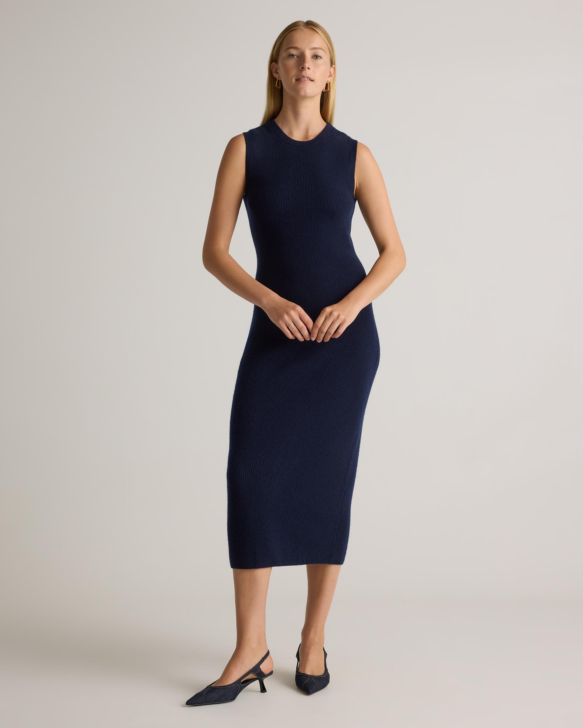 mongolian cashmere sleeveless midi sweater dress
