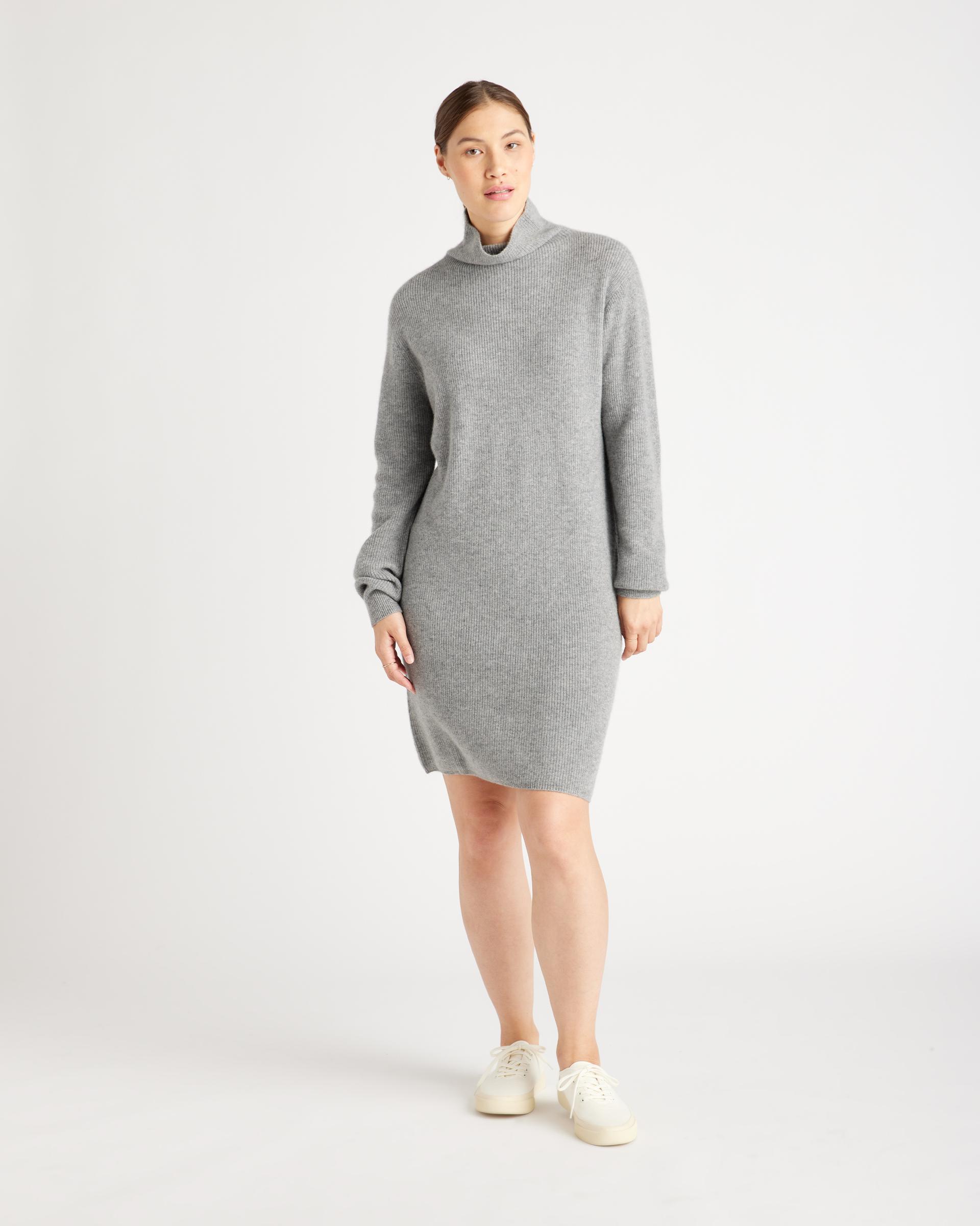 mongolian cashmere textured sweater dress