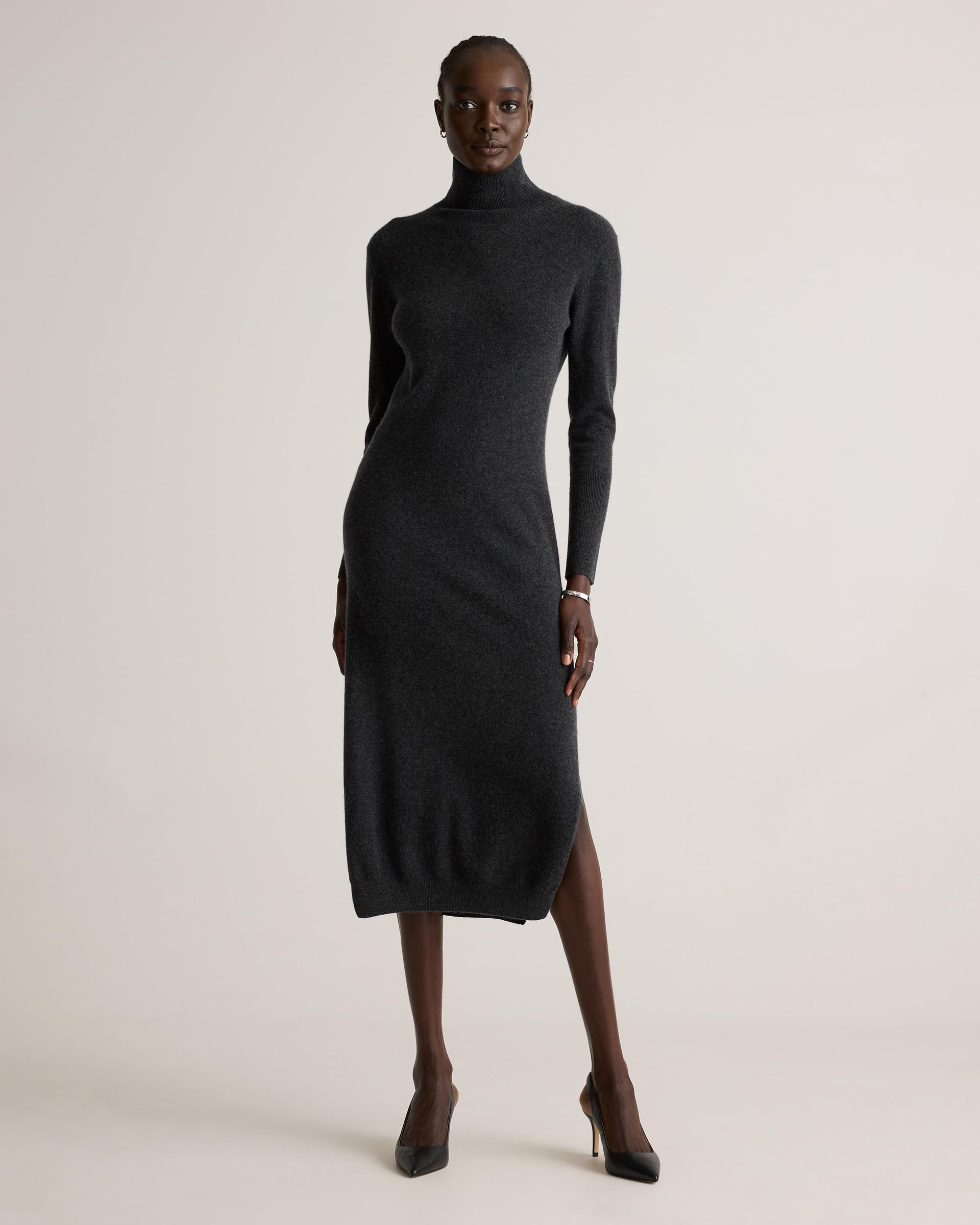 mongolian cashmere turtleneck midi sweater dress