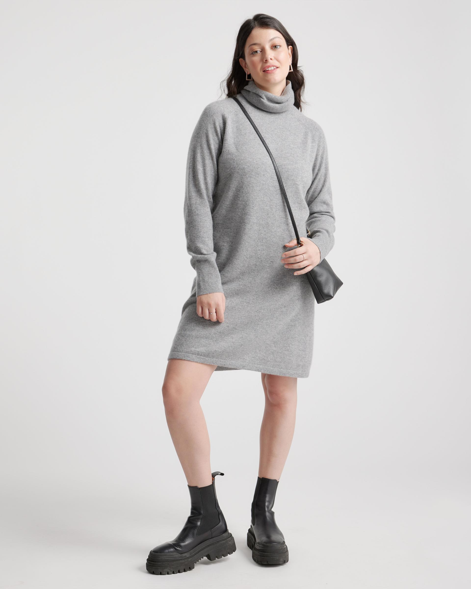 mongolian cashmere turtleneck sweater dress