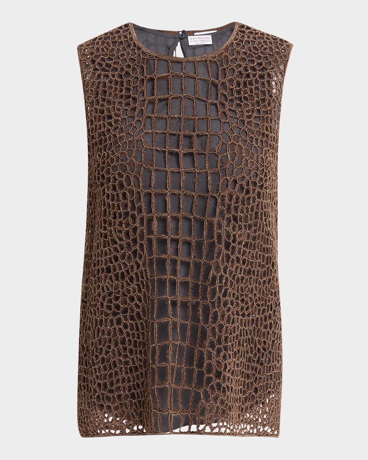 monili croc-effect sleeveless top