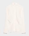 monili-cuff cotton twill gauze slim blouse