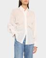 monili-cuff cotton twill gauze slim blouse