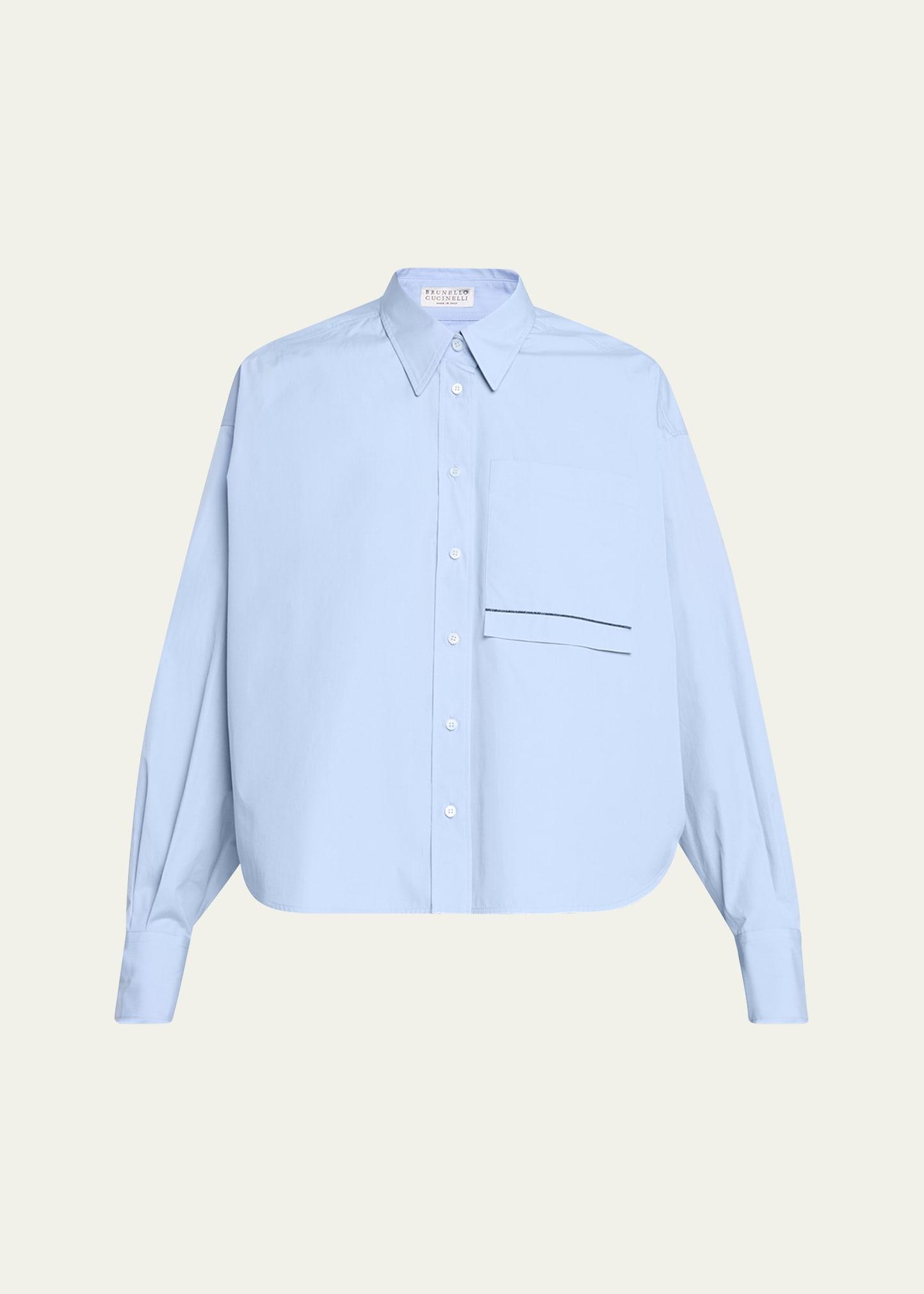 monili flap pocket poplin button-down shirt
