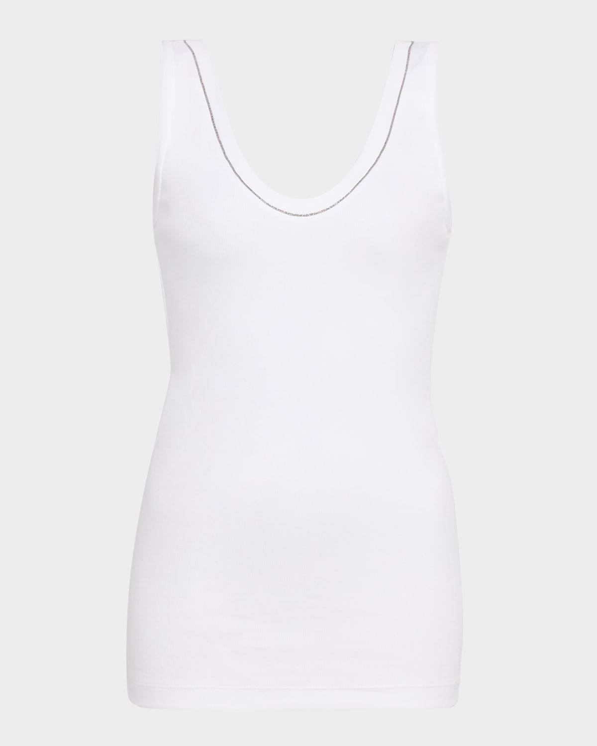 monili scoop-neck flat cotton rib tank top