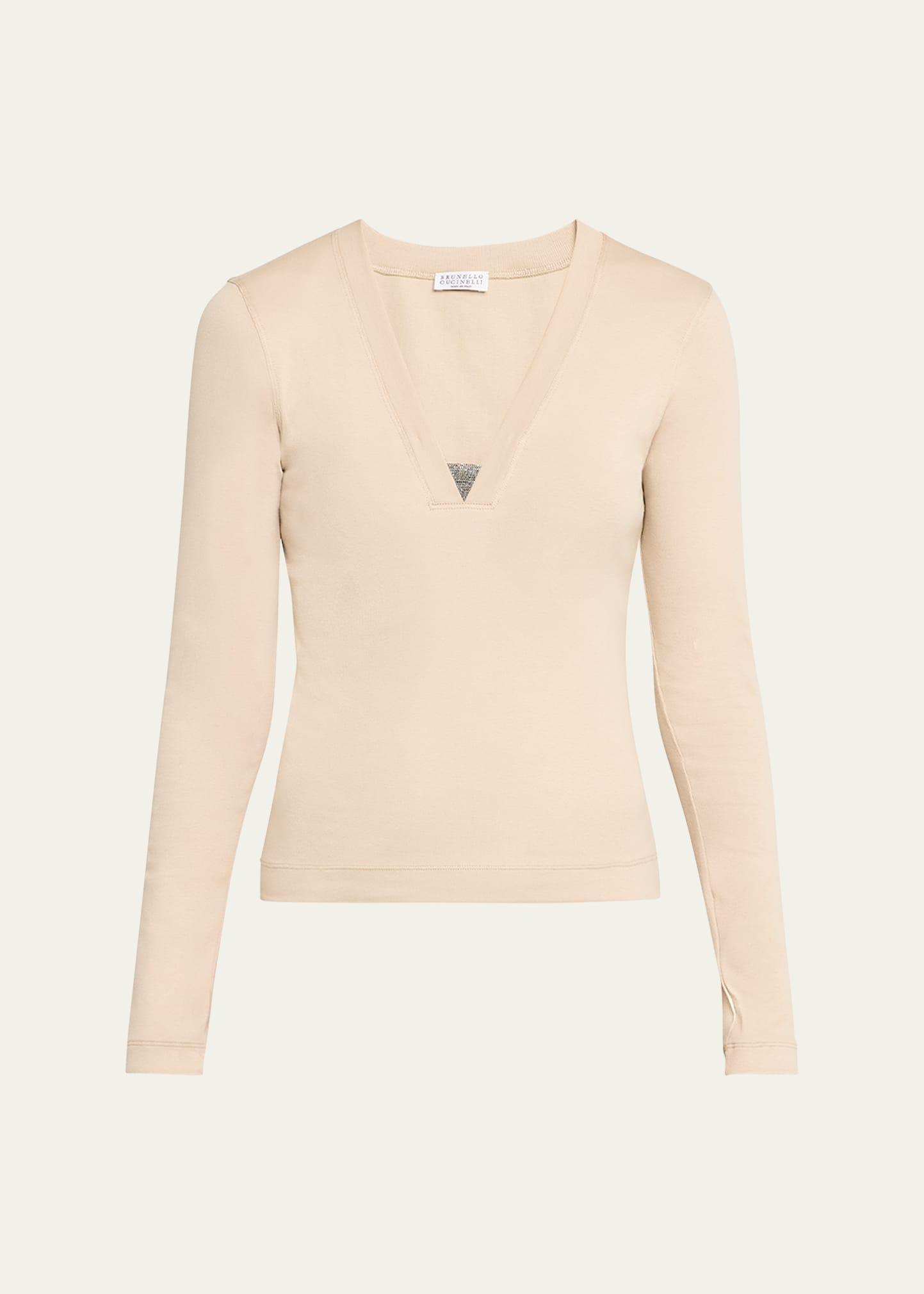 monili v-neck cotton jersey top