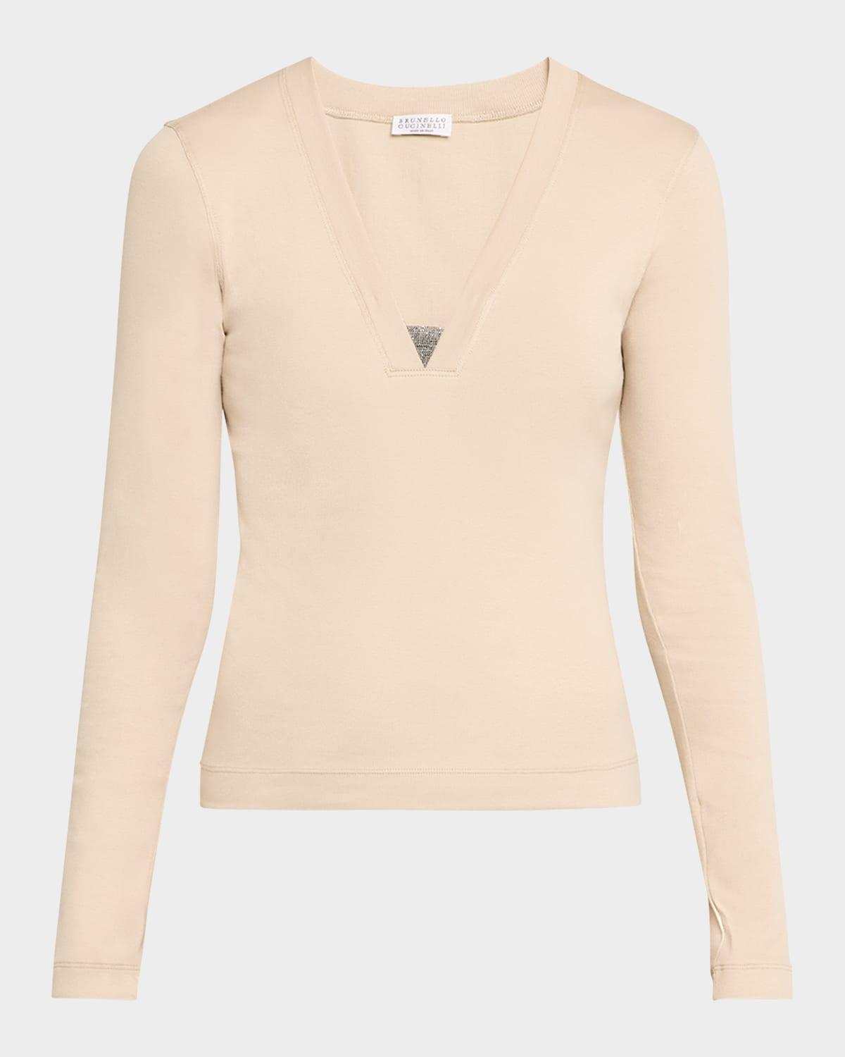 monili v-neck cotton jersey top