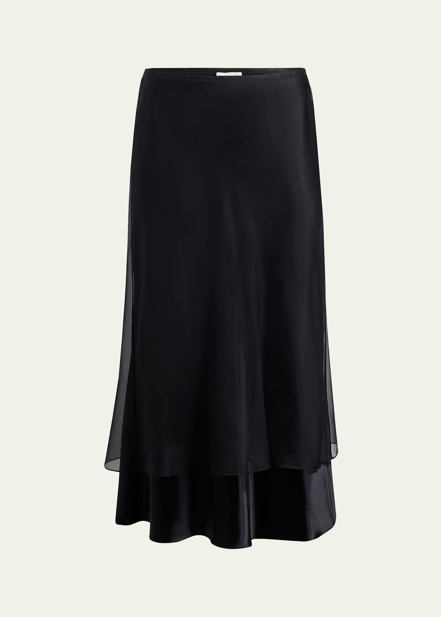 monina layered satin viscose midi skirt