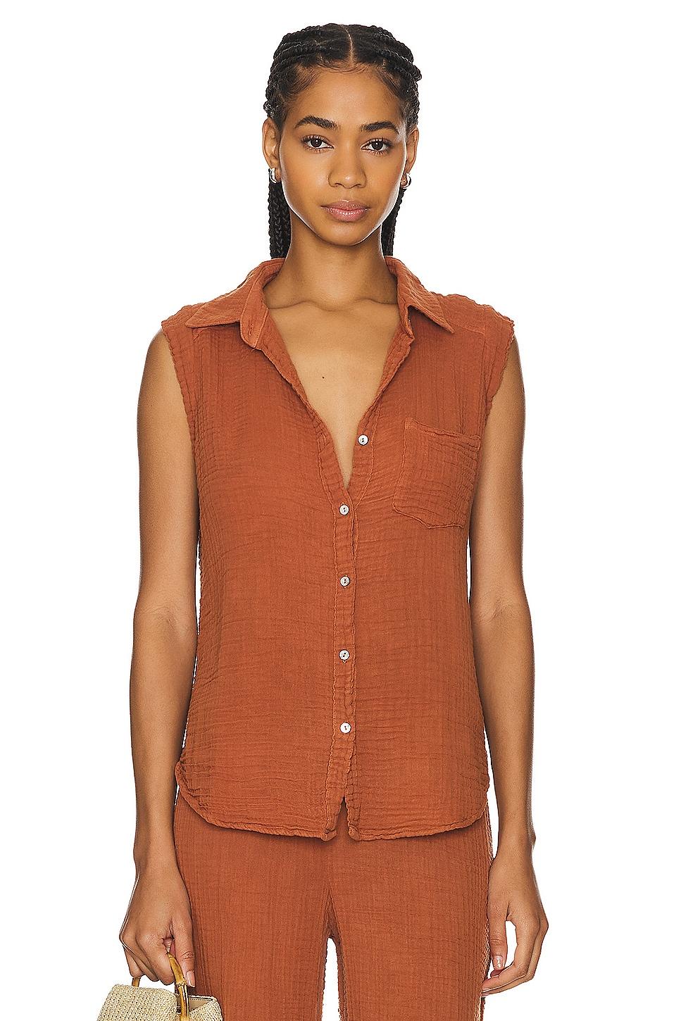 monique button down tank