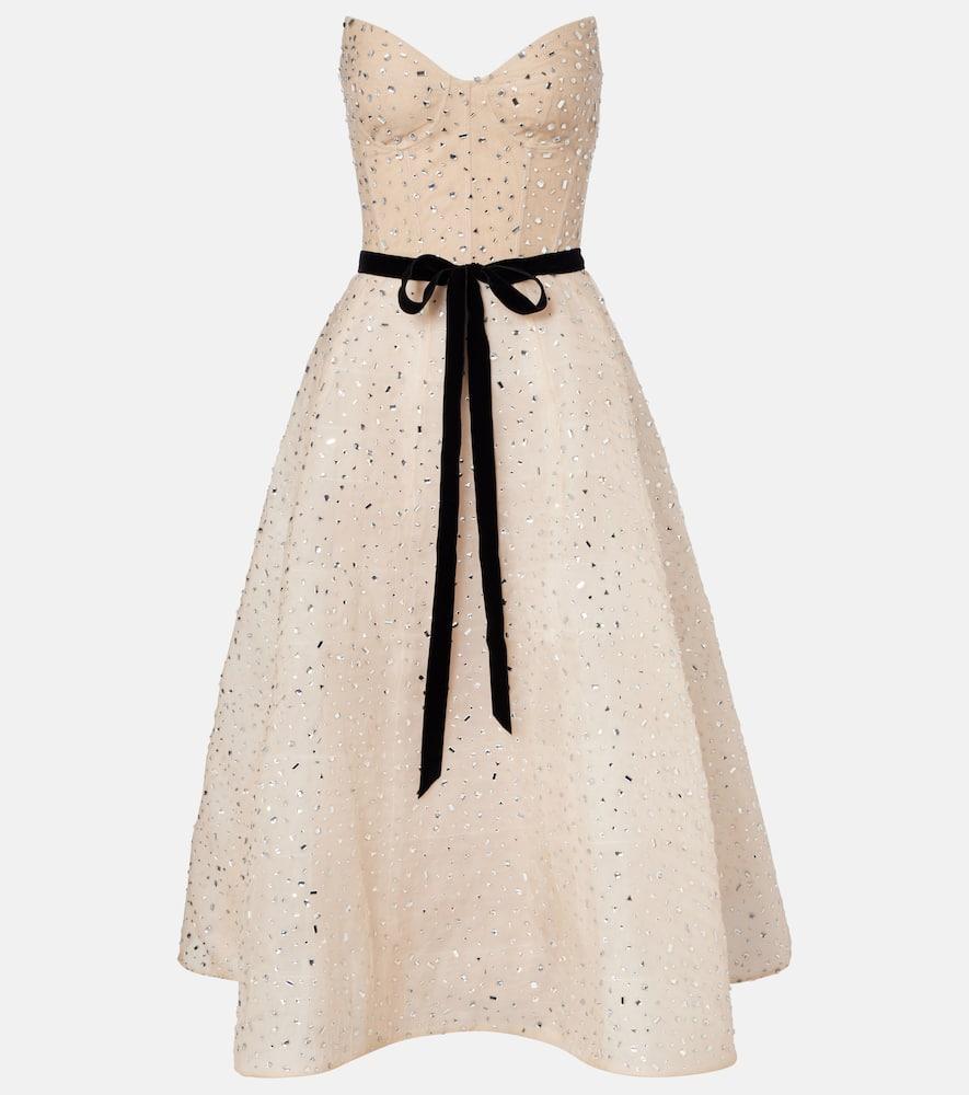 monique lhuillier belted embellished cocktail dress