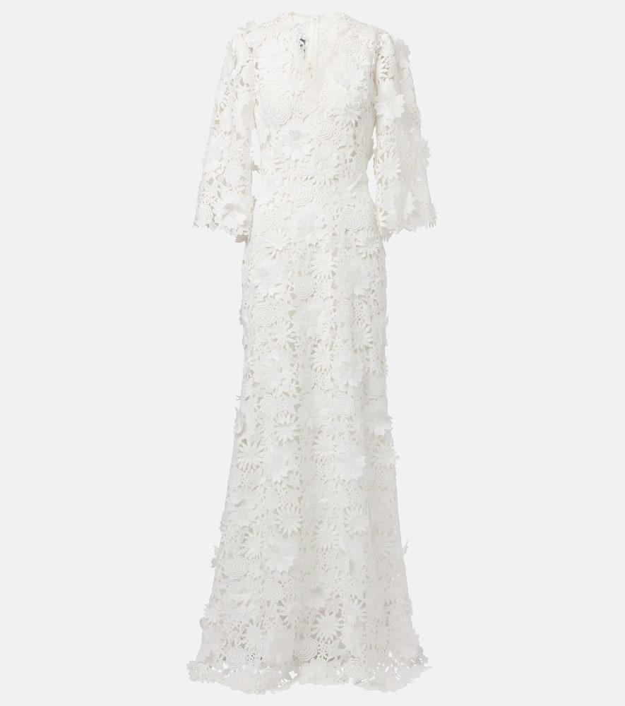 monique lhuillier bridal floral lace gown