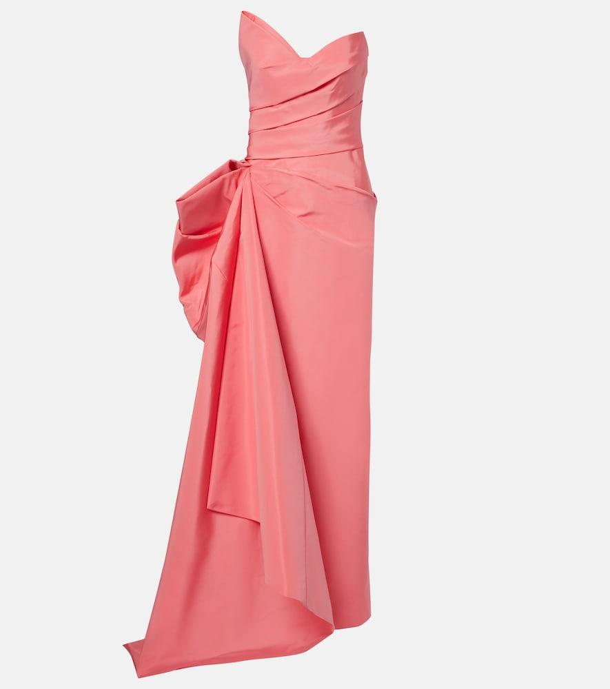 monique lhuillier draped asymmetric silk bustier gown