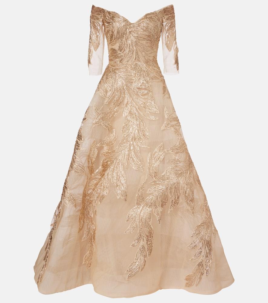 monique lhuillier embroidered off