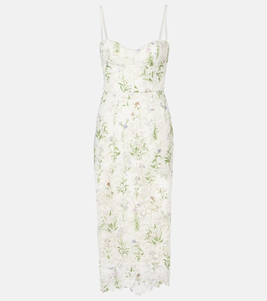 monique lhuillier floral lace corset dress
