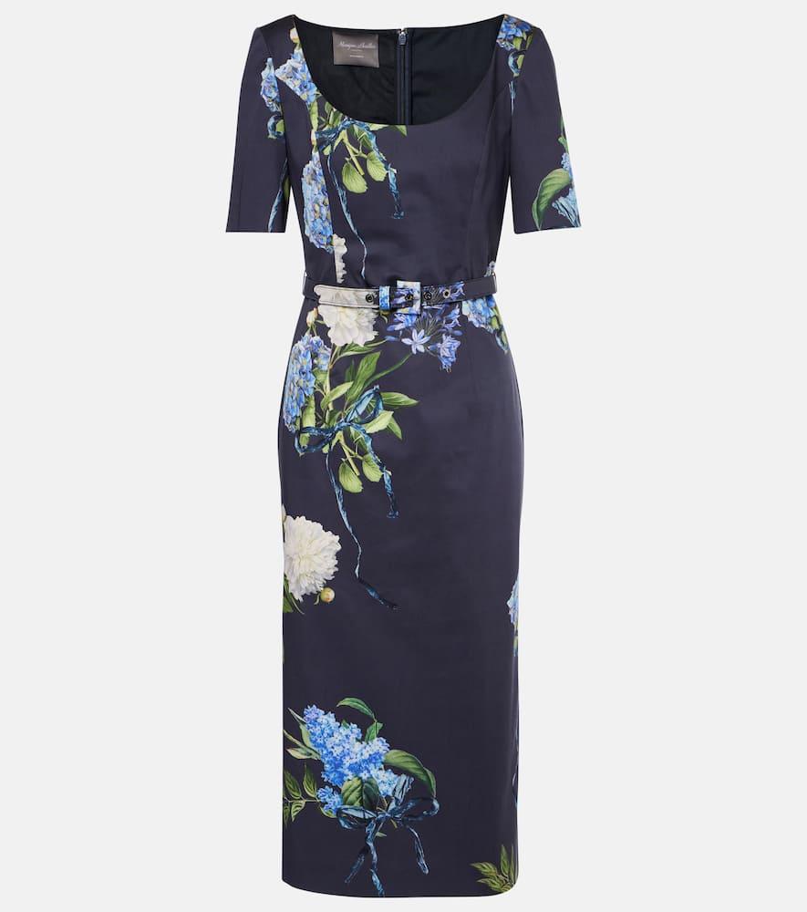 monique lhuillier floral poplin midi dress