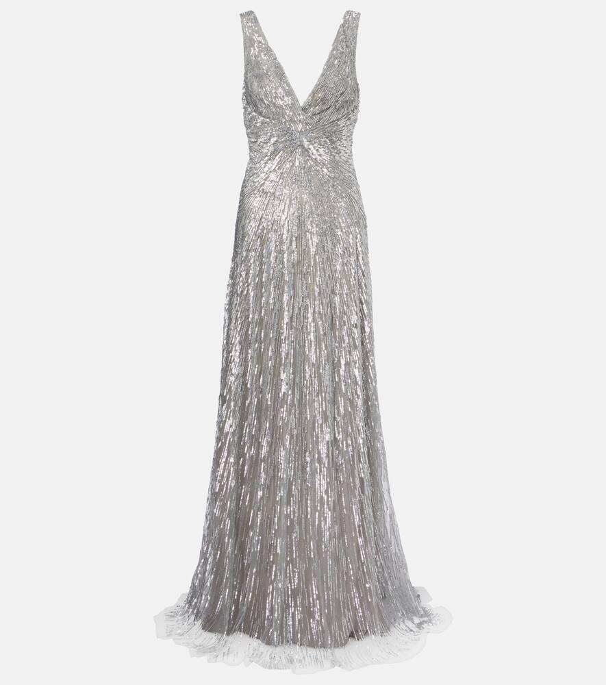 monique lhuillier sequined tulle gown