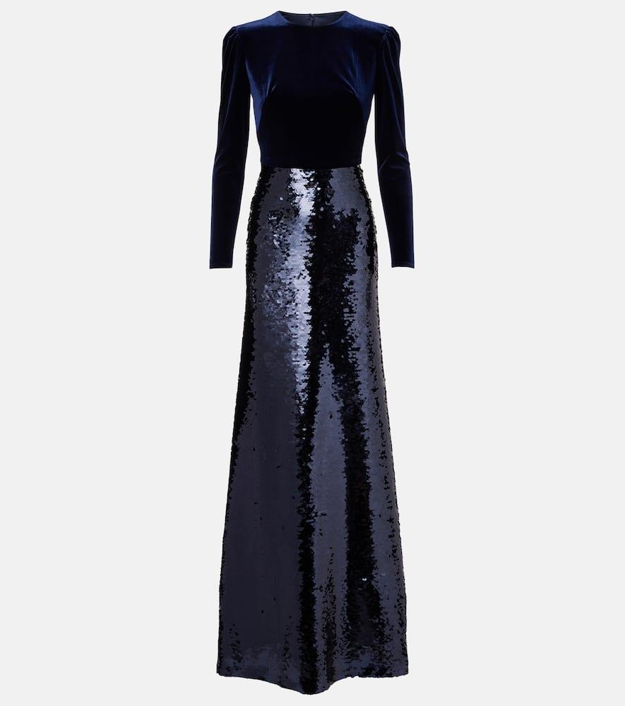 monique lhuillier sequined velvet gown