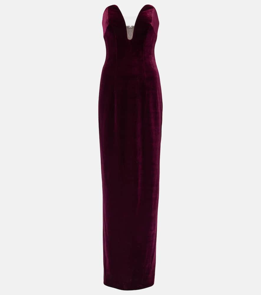 monique lhuillier strapless velvet gown