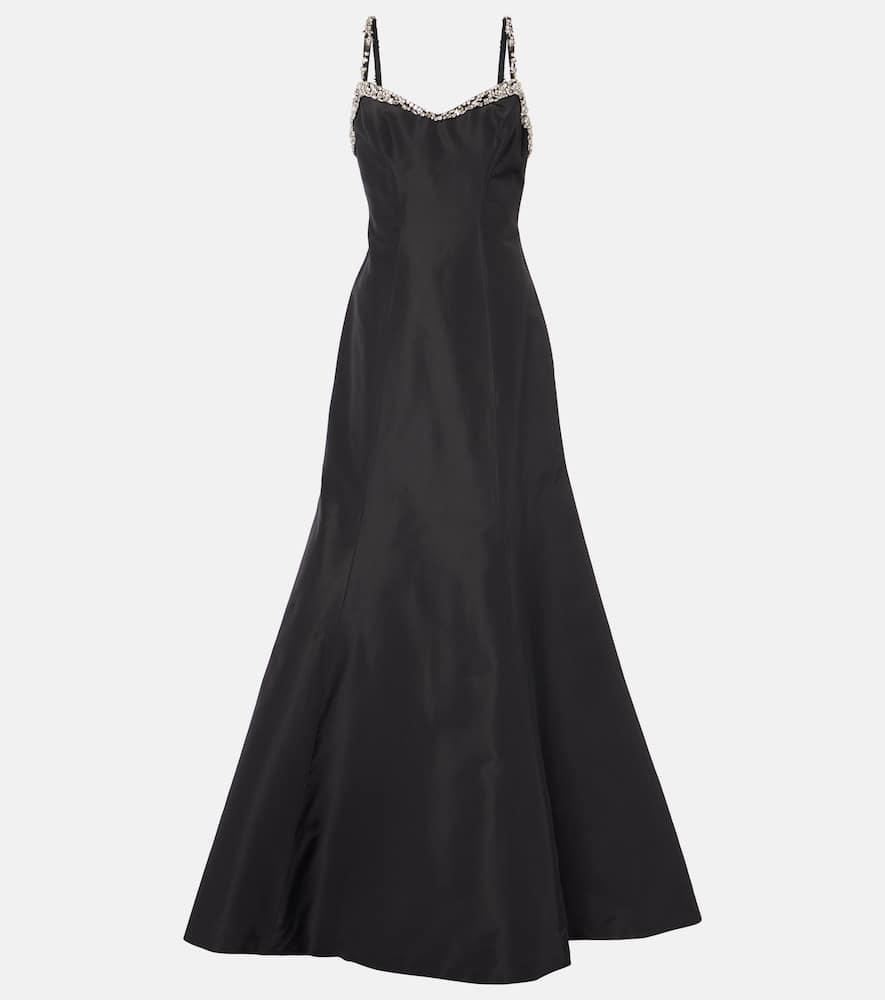 monique lhuillier tumpet embellished silk gown