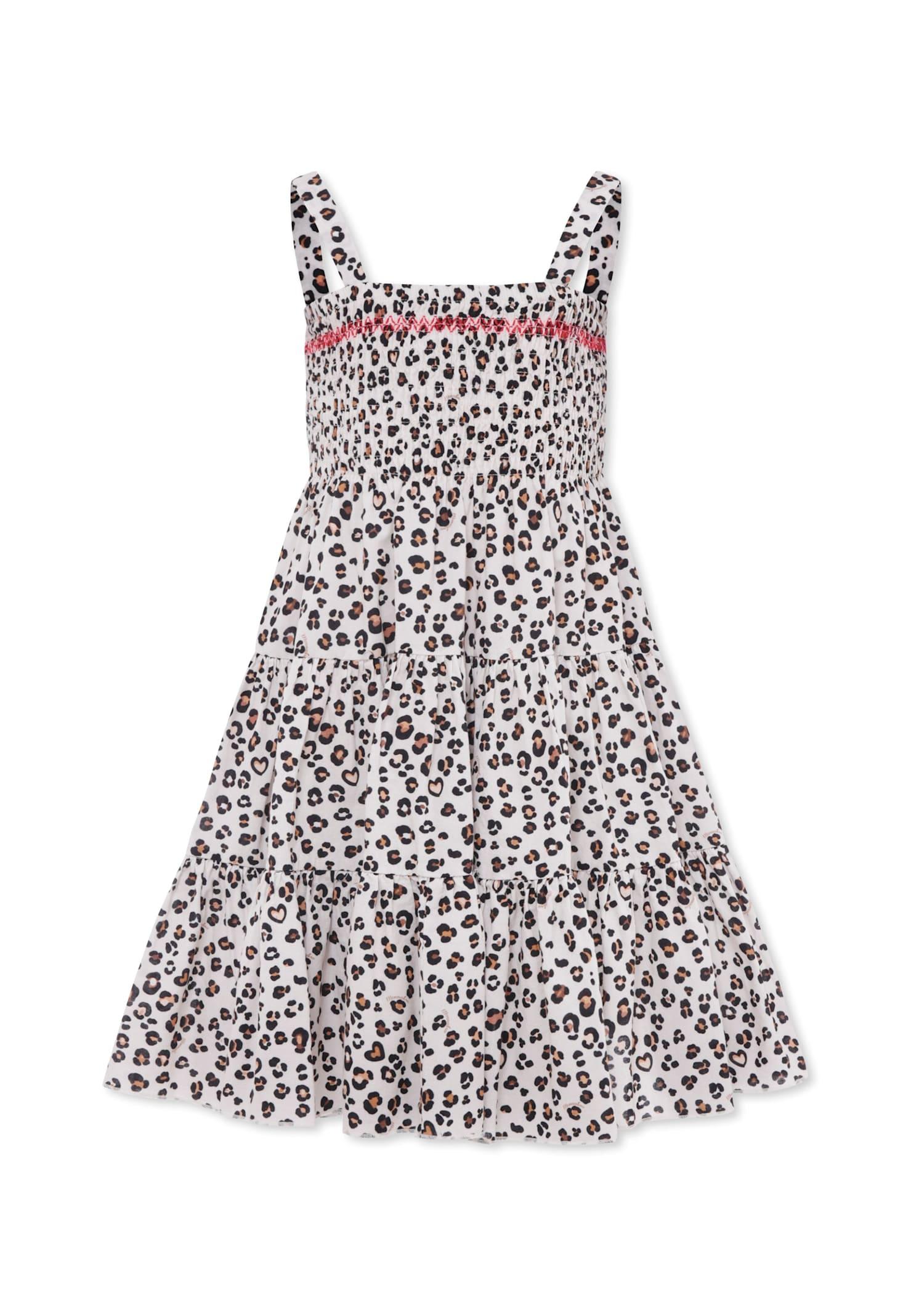 monnalisa beige cover-up for girl with animalier print