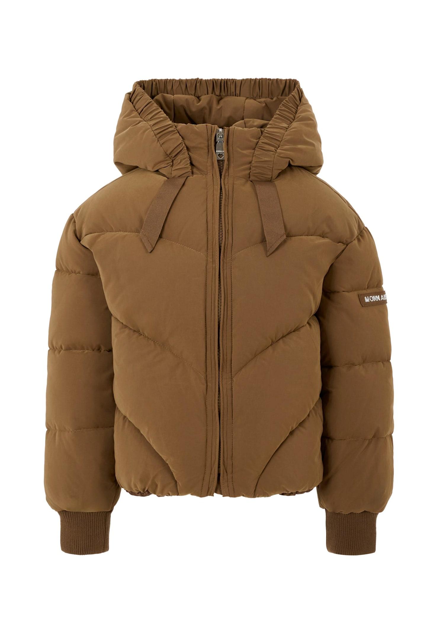 monnalisa brown bomber jacket for girl with logo patch