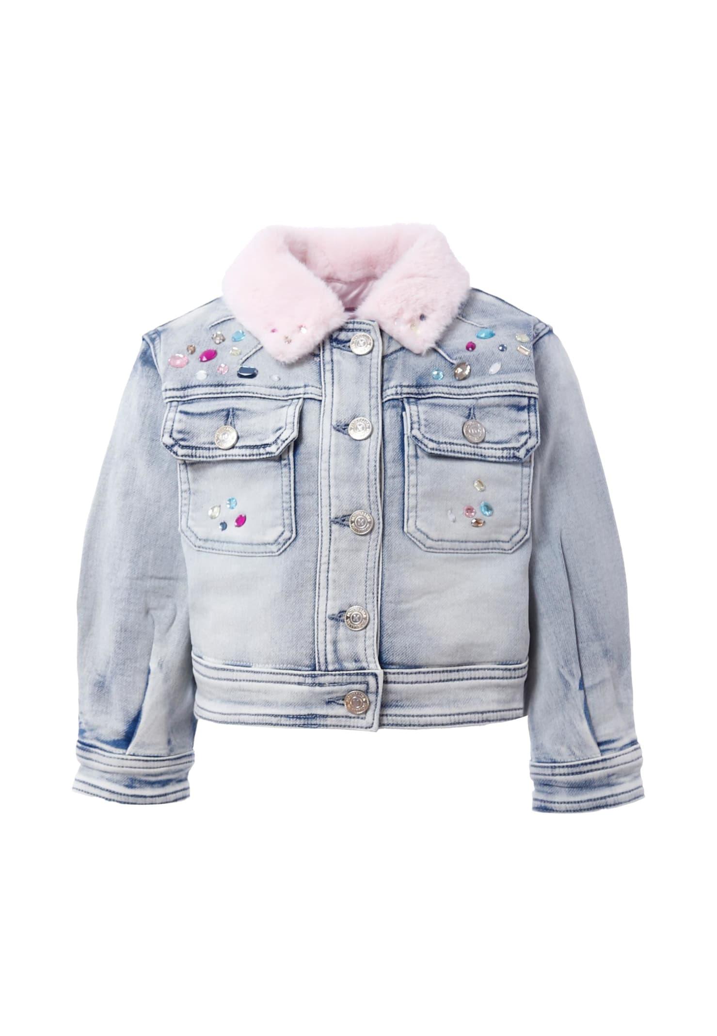 monnalisa denim jacket for girl with stitch
