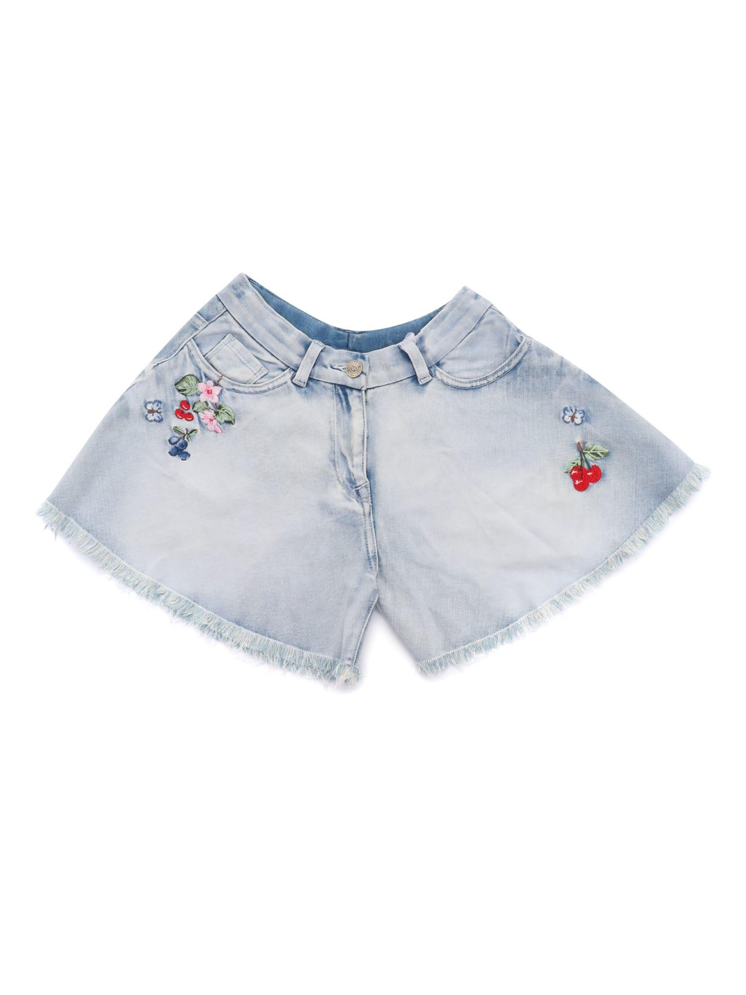 monnalisa denim shorts with rhinestones
