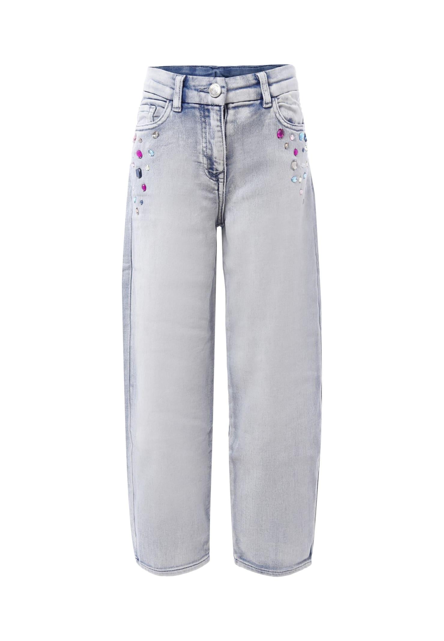 monnalisa denim skirt for girl with stitch