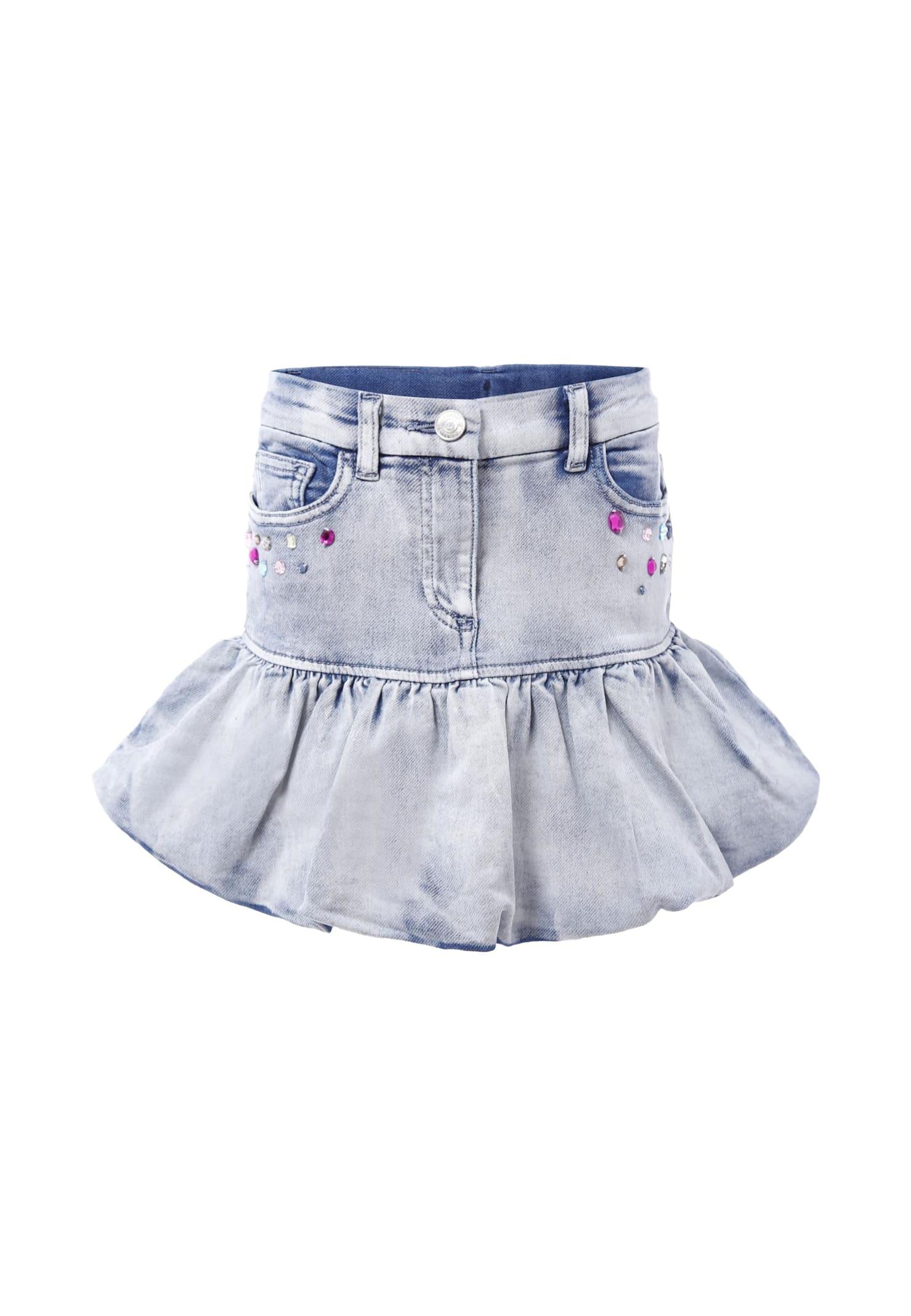 monnalisa denim skirt for girl with stitch