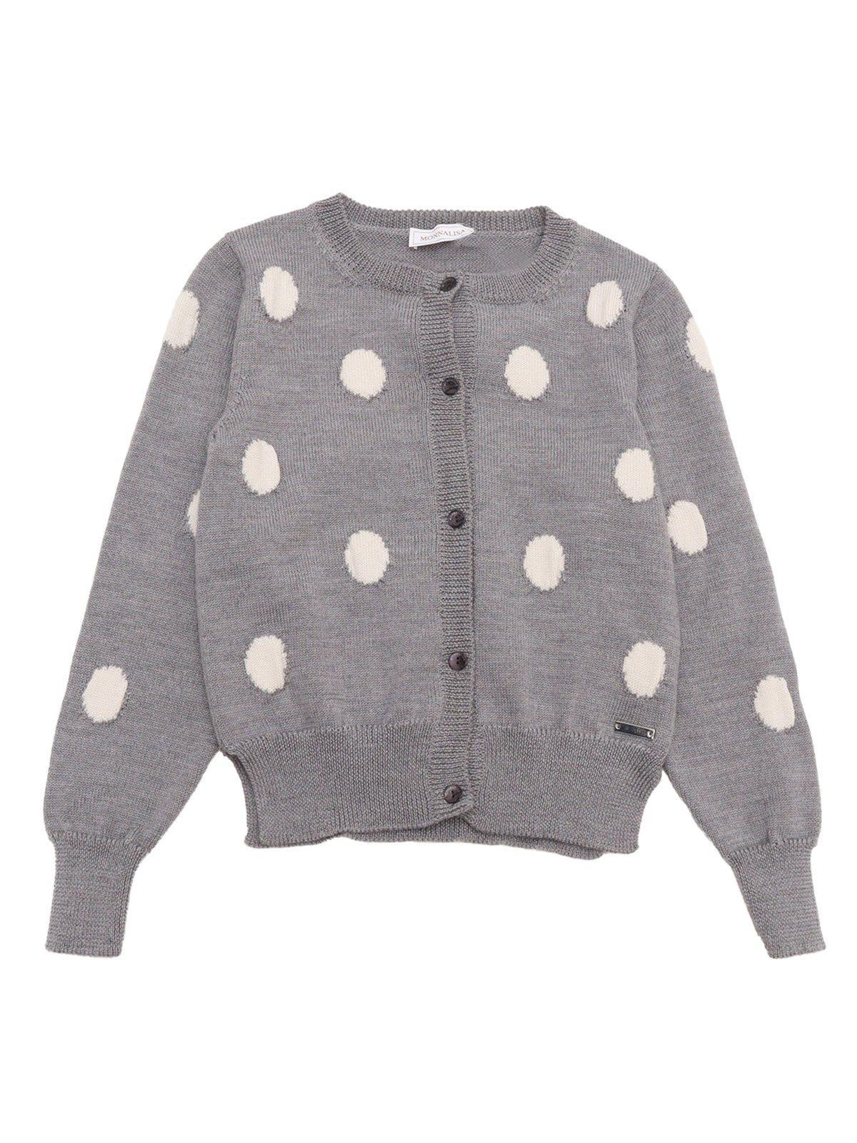 monnalisa logo plaque polka-dot cardigan