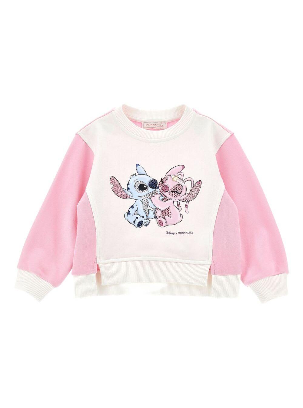 monnalisa multicolor crew neck sweatshirt with front print in cotton girl