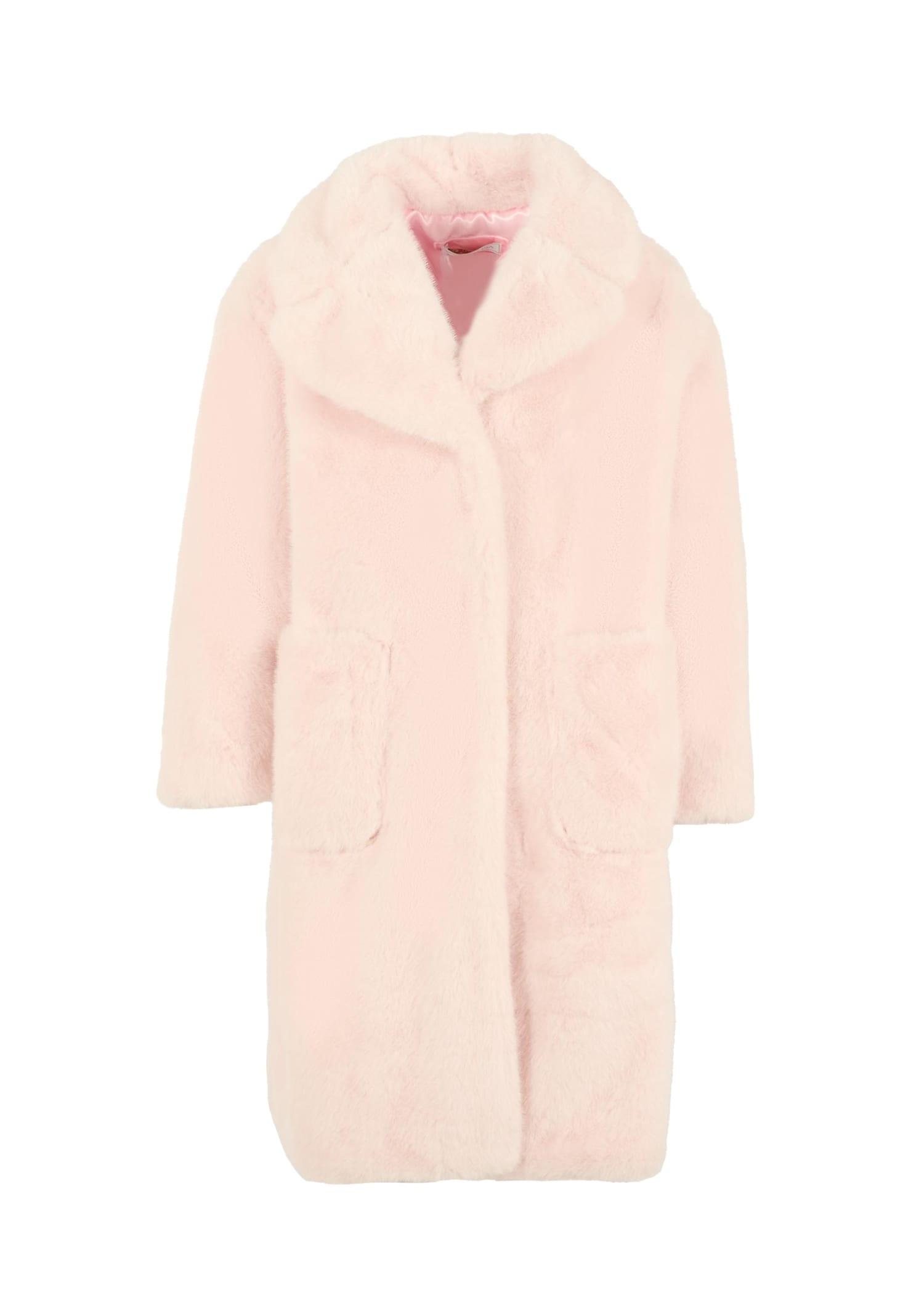 monnalisa pink faux fur coat for girl