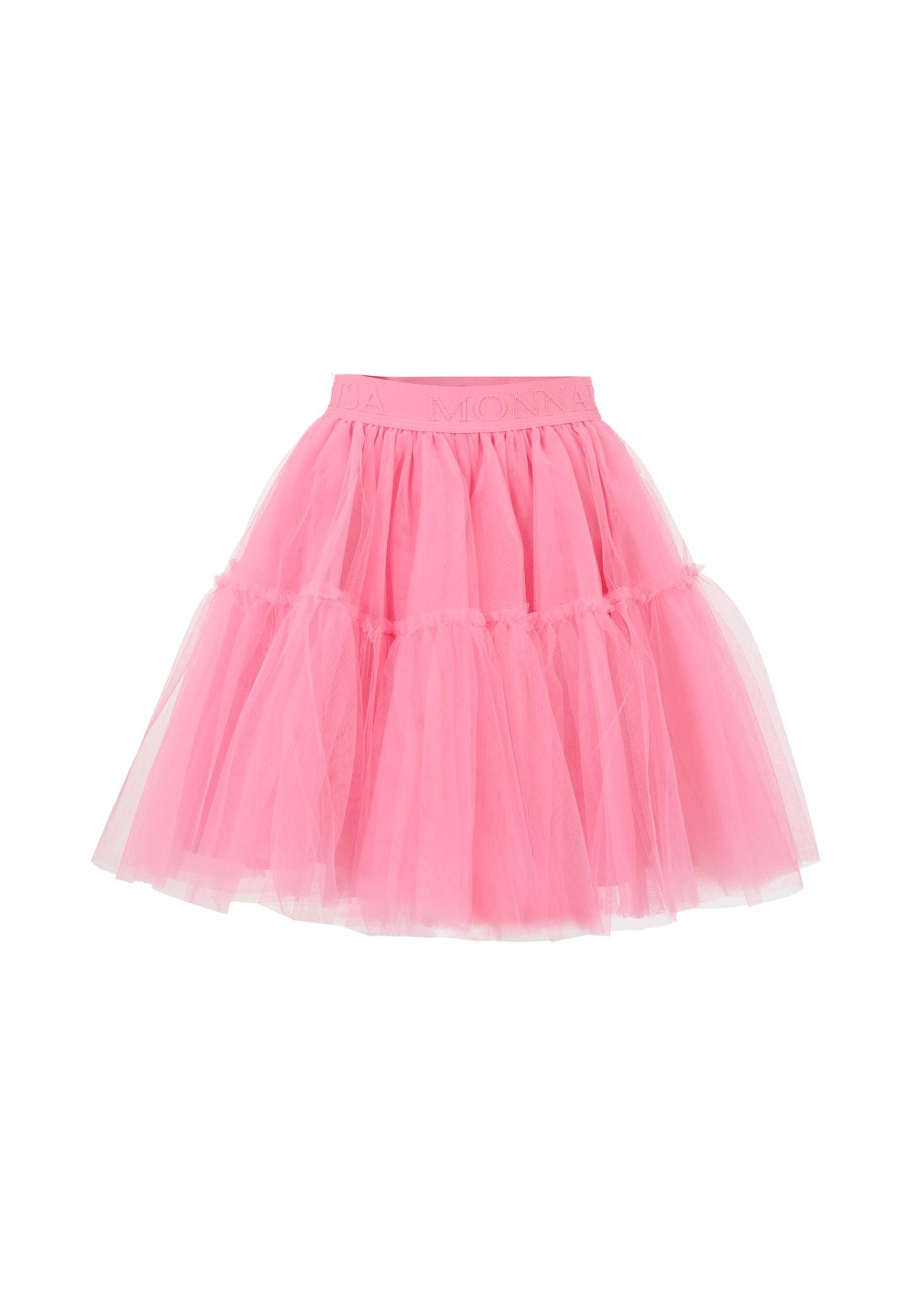 monnalisa pink skirt for girl with logo