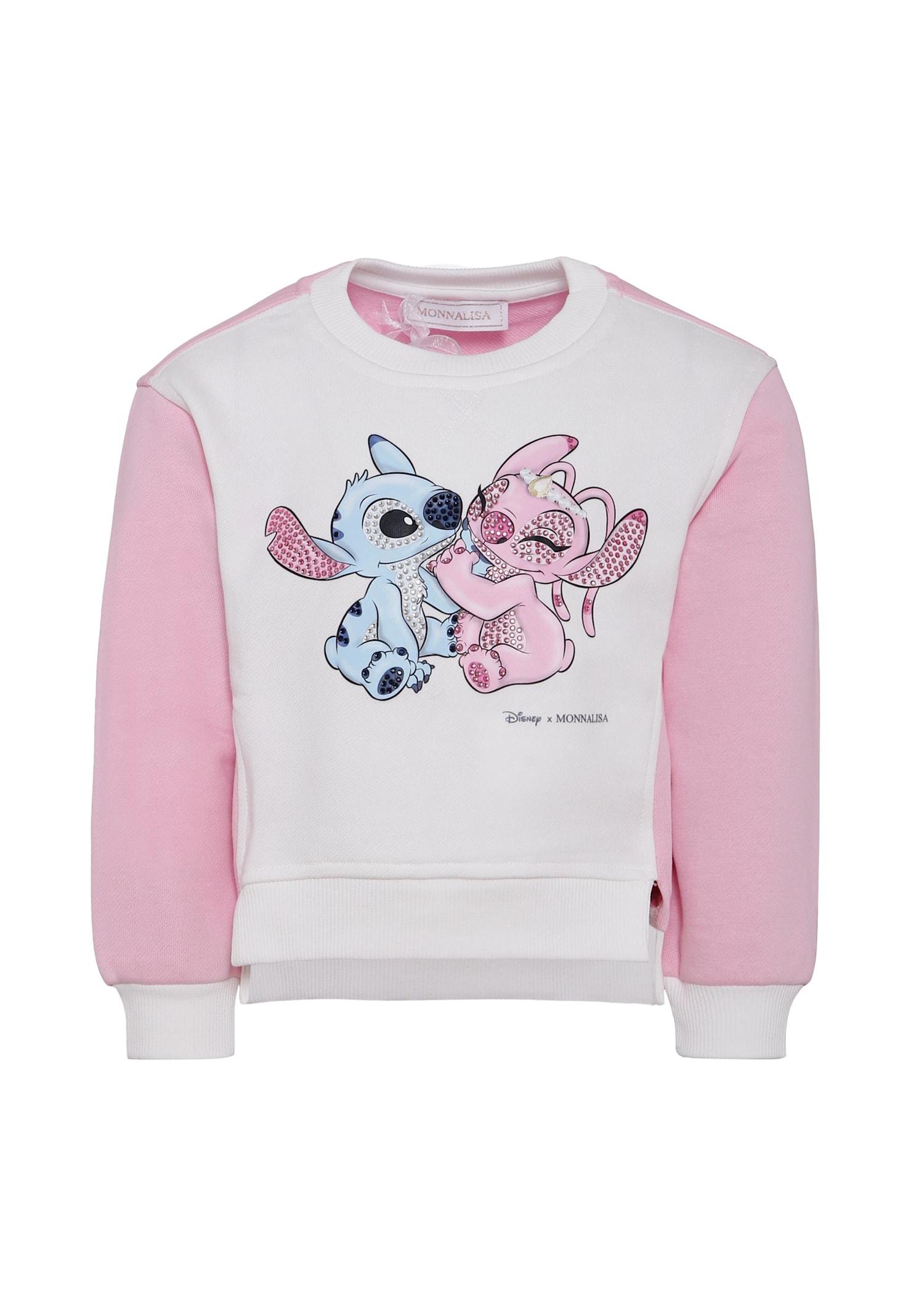 monnalisa pink sweatshirt with stitch & angel print