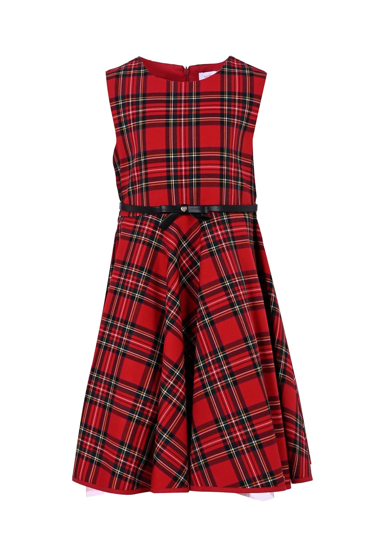 monnalisa red dress for girl with bow