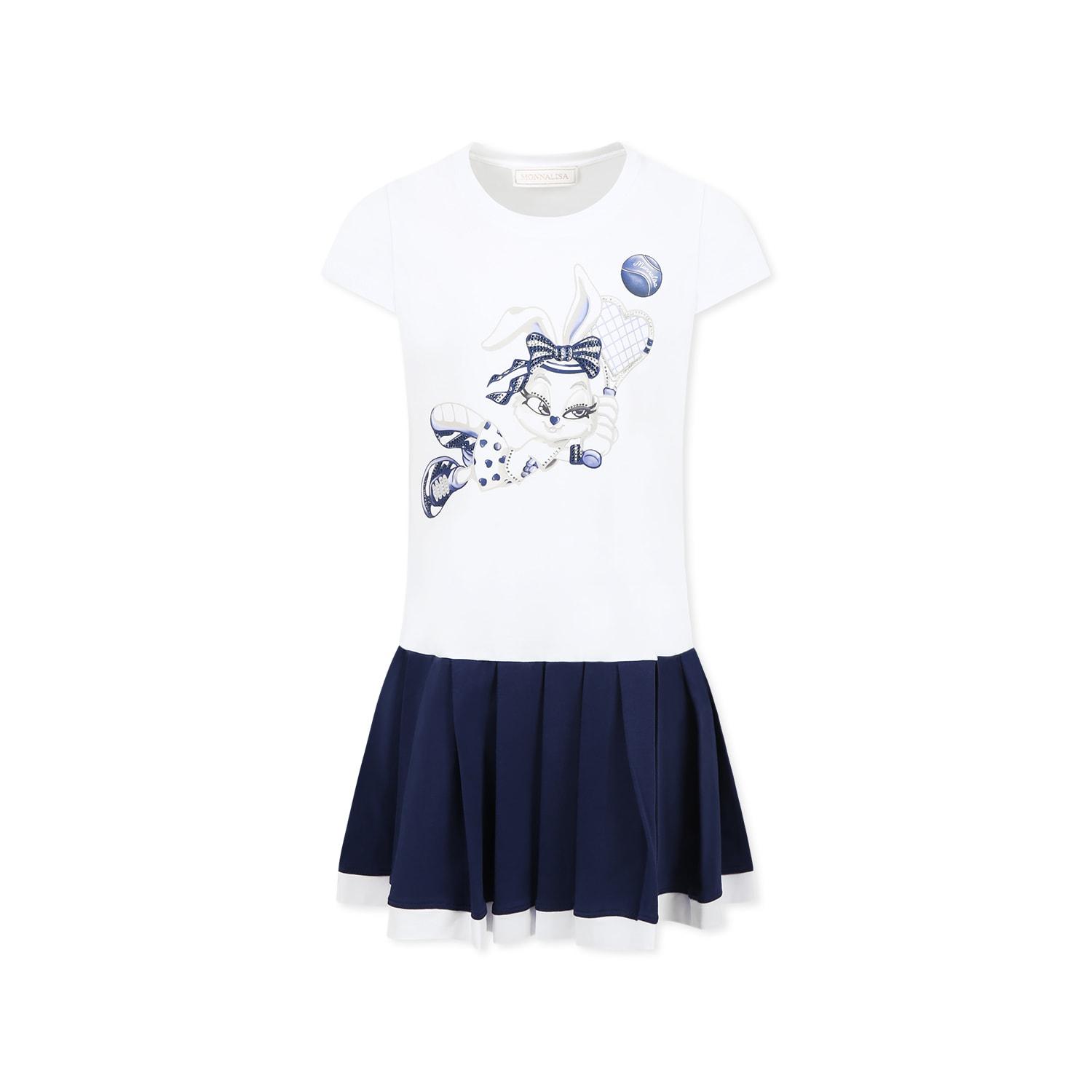 monnalisa white dress for girl with bunny