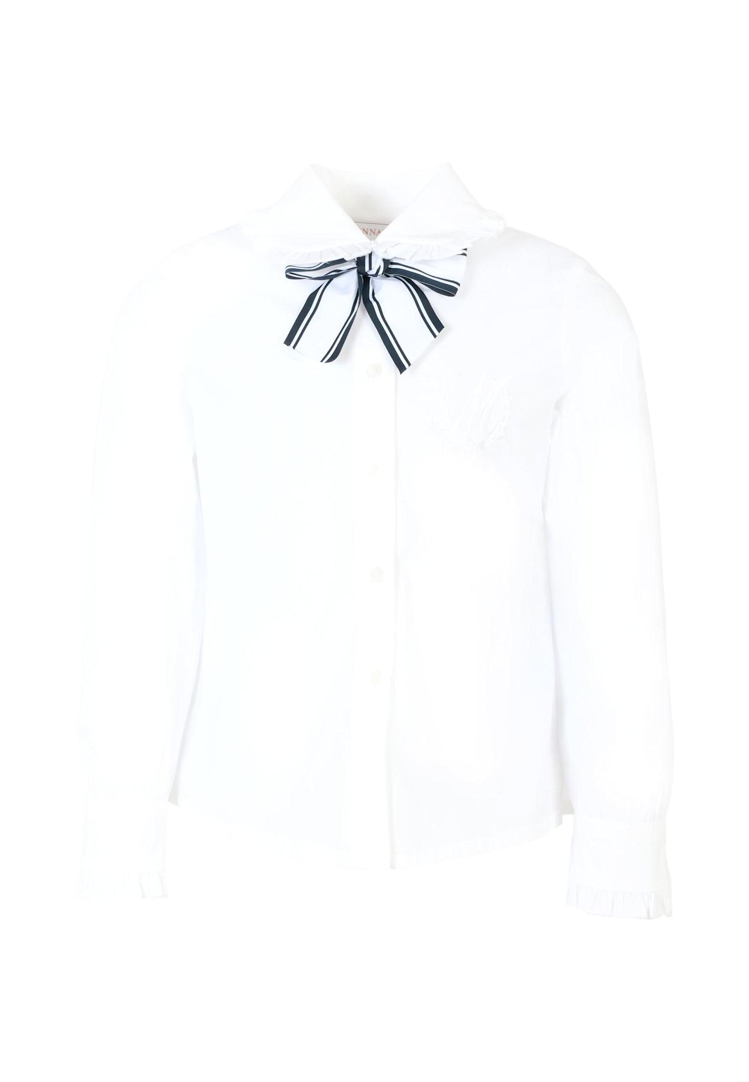 monnalisa white shirt for girl with bow