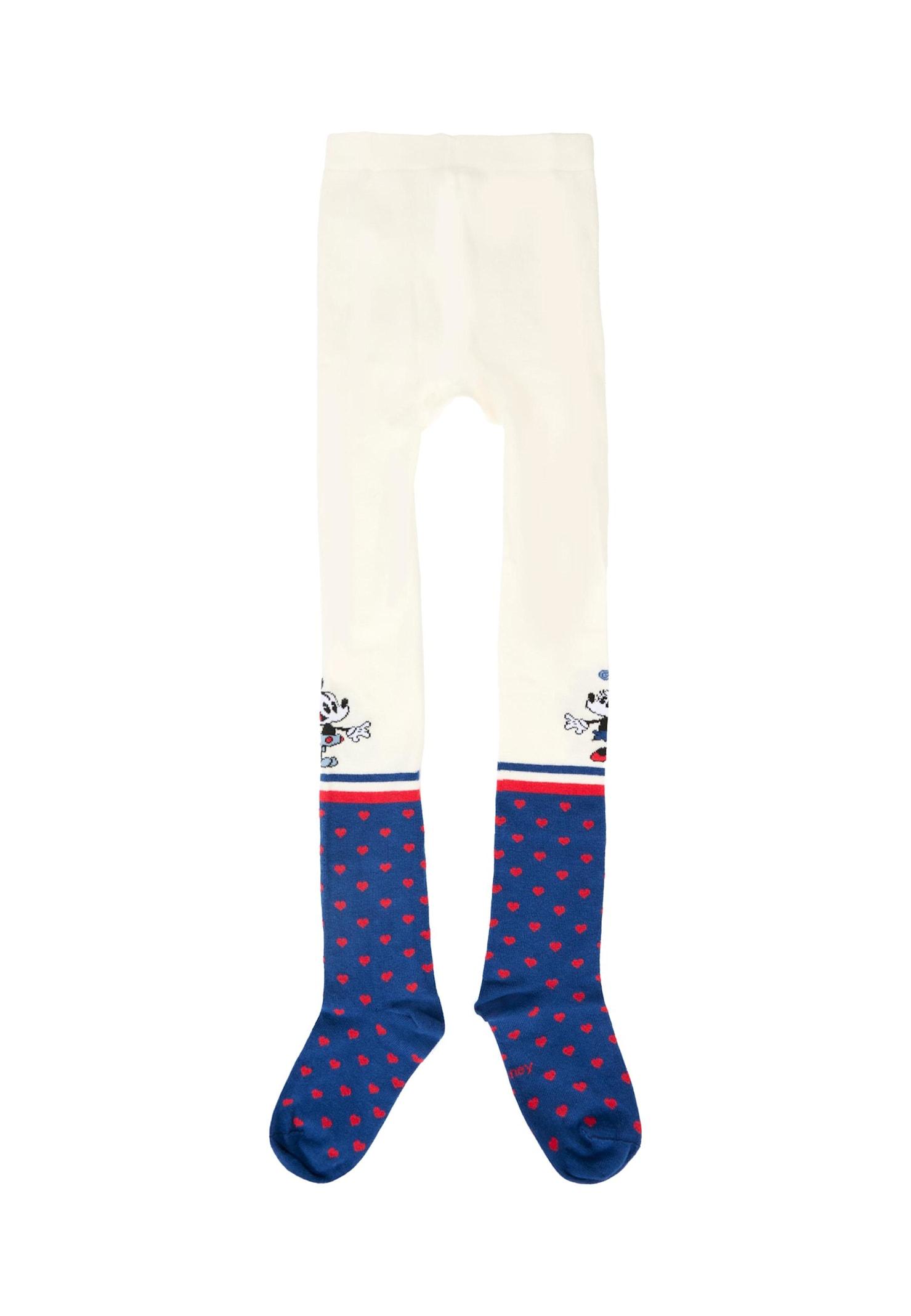 monnalisa white tights for girl with mickey mouse et minnie
