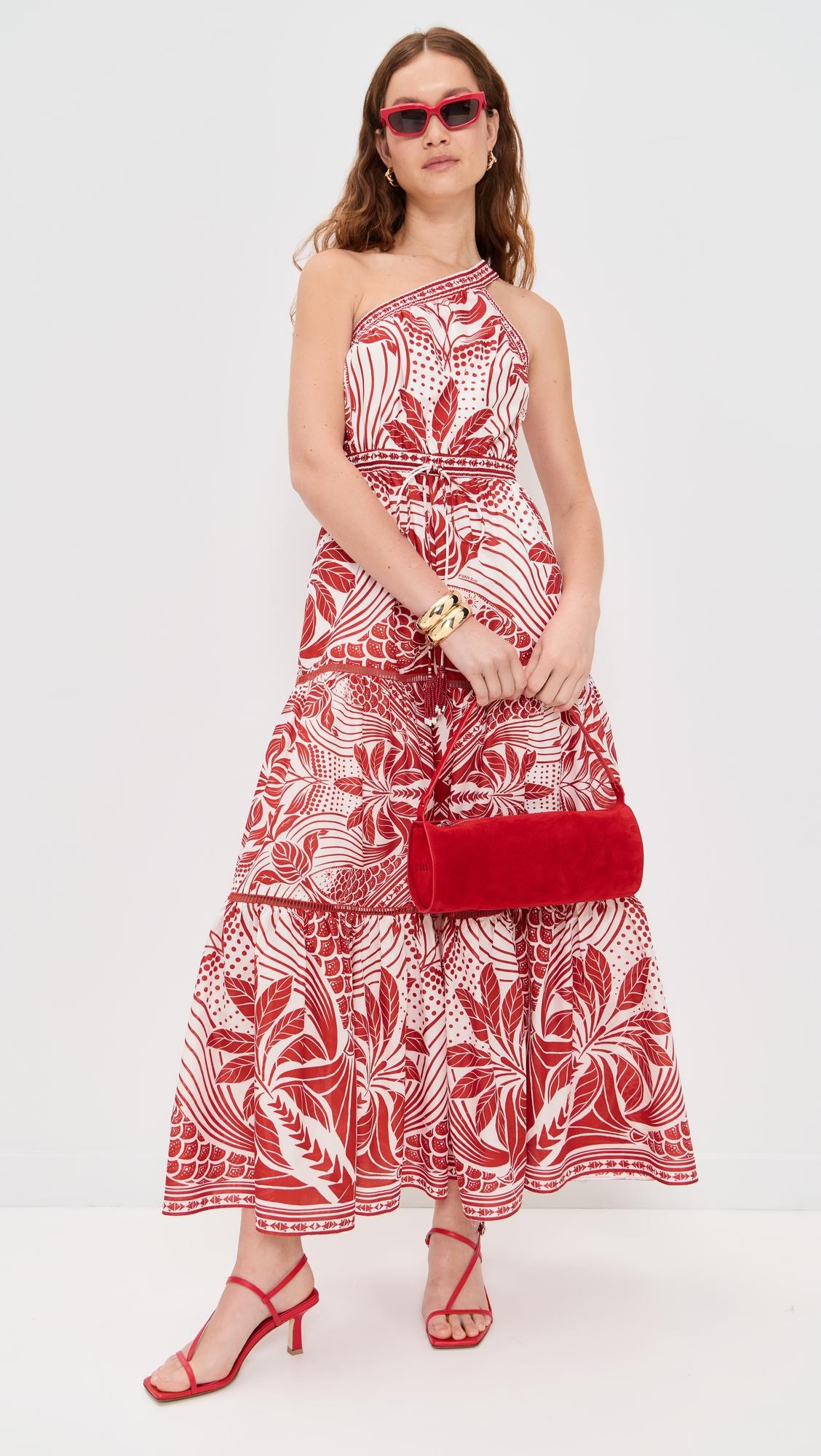 monochrome elegance scarf red maxi dress