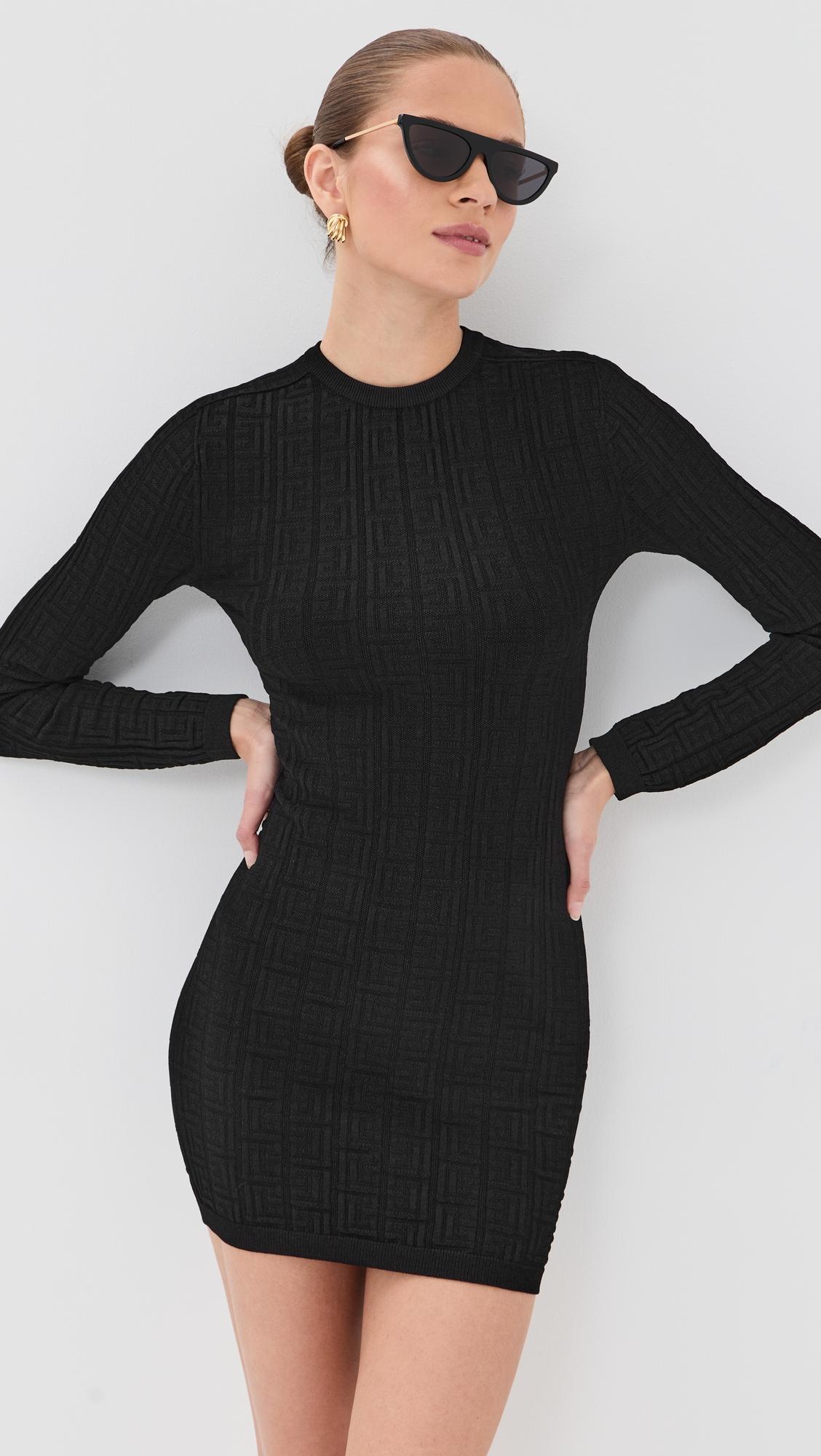 monogram bodycon knit short dress